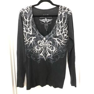 Affliction Long Sleeve T-shirt with lace up back